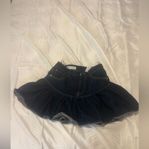 Zara Navy Flared Denim Skirt